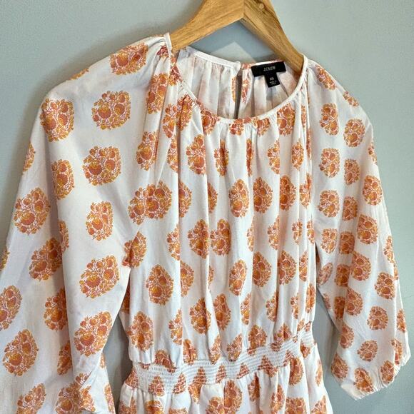 J. Crew Smocked-Waist Mini Dress in Gathered Floral Block Print - size XS - Picture 3 of 7